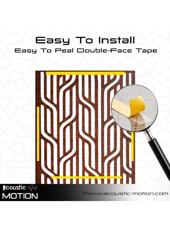 أكويستك موشان لوحات جدارية خشبية من خشب MDF من ACOUSTIC MOTION®، تصميم Decor مع شريط لاصق مزدوج الوجه، لون بني محمرعصري، مناسبة للمنزل، غرفة المعيشة، غرفة النوم، المكتب والفندق، 25×50×0.5 سم، طقم من 4 قطع - Image 4